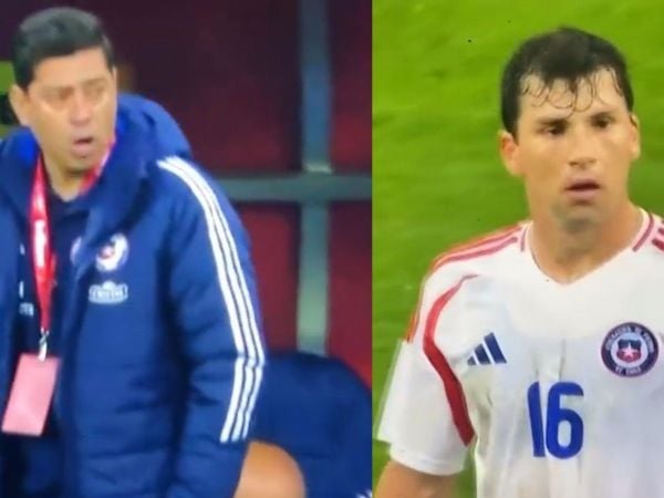 Nicolás Córdova se molestó con Gonzalo Tapia poco antes de que lograra convertir el tanto ante Rusia.