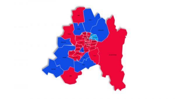 Mapa por comuna de las elecciones presidenciales en la región Metropolitana