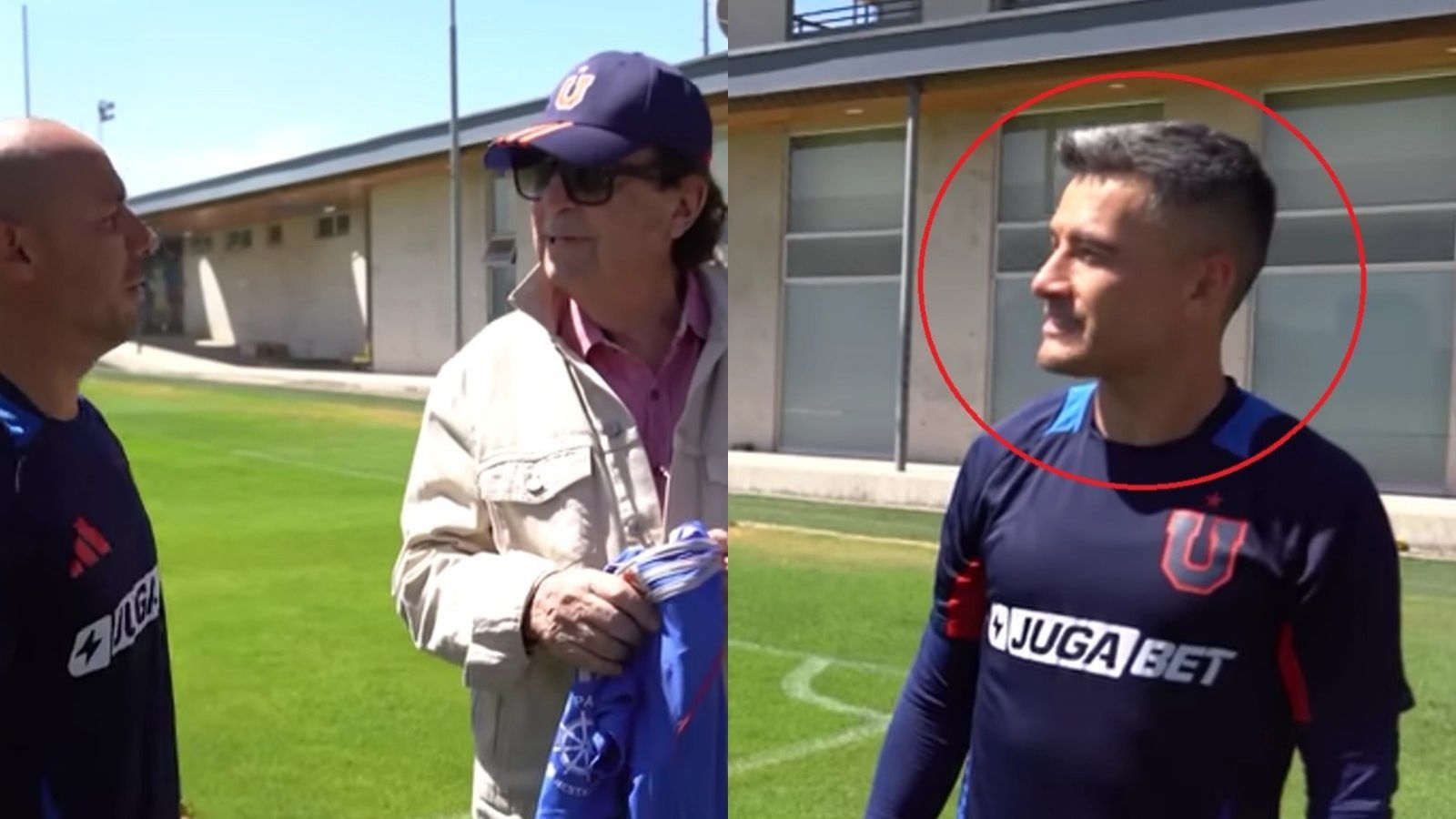 Dyango visitó el CDA y fue recibido por el plantel de Universidad de Chile, entre ellos Marcelo Díaz y Charles Aránguiz.