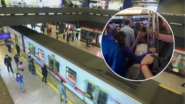 Mujer con coche en el metro