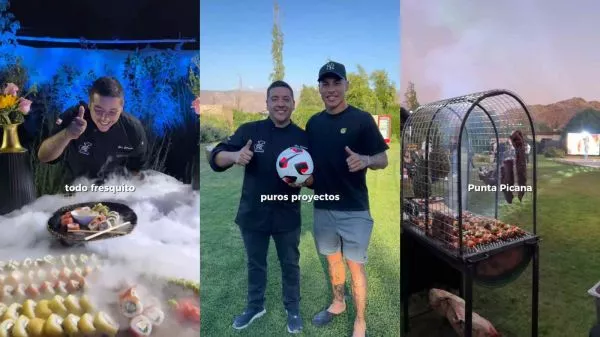 Chef Cristian Carrasco junto a Eduardo Vargas