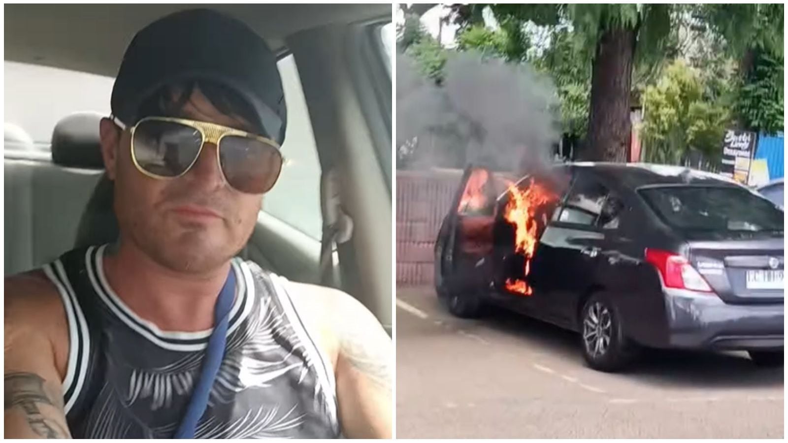 Incendio en auto de Junior Playboy