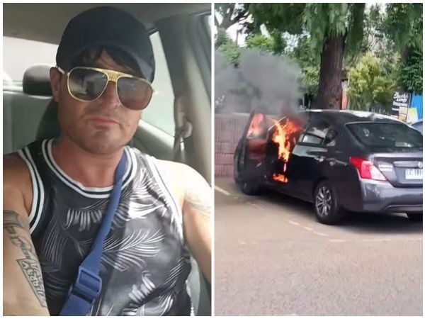 Incendio en auto de Junior Playboy