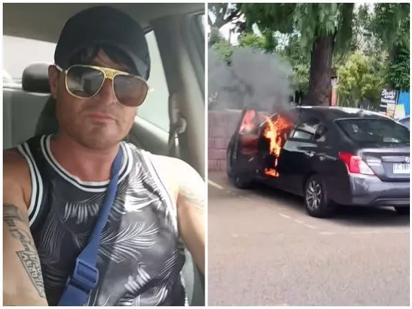 Incendio en auto de Junior Playboy