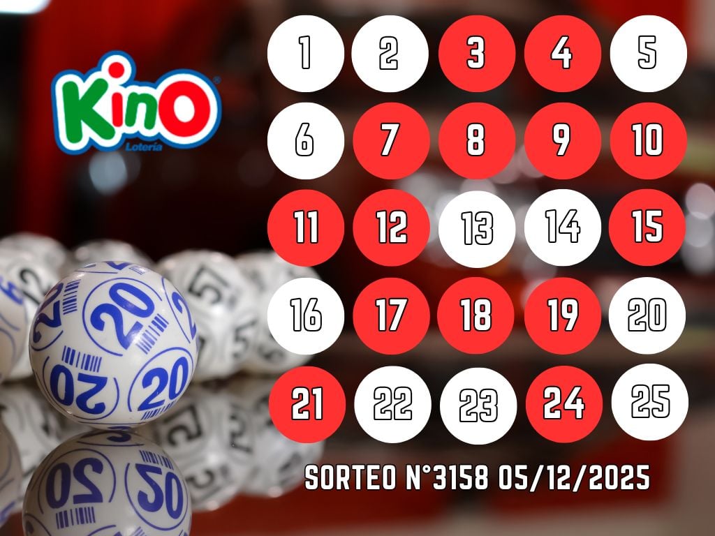 RESULTADOS KINO, SORTEO 3158 - VIERNES 5 DE DICIEMBRE 2025