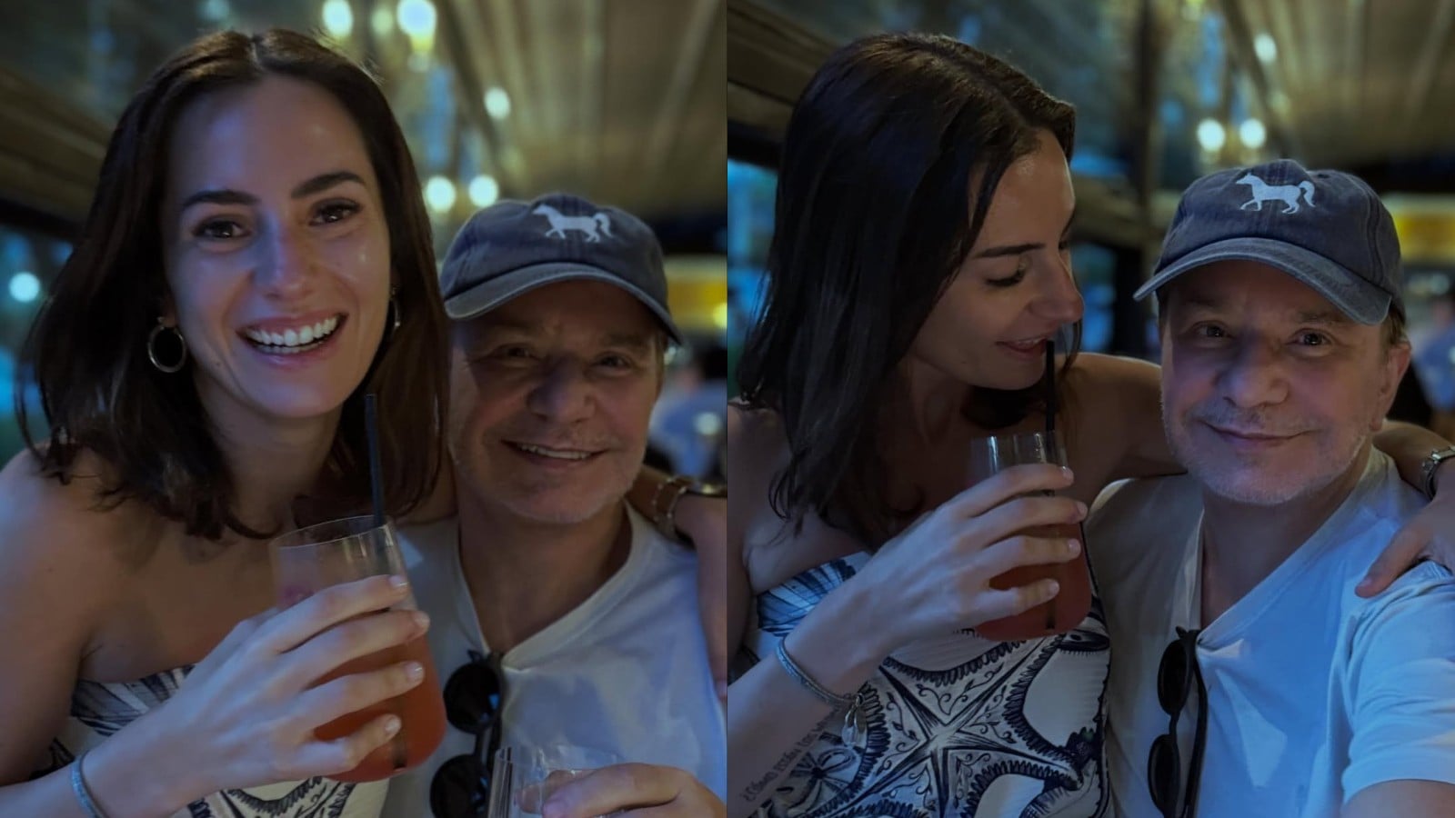 Rosario Bravo y su esposo en un restaurante