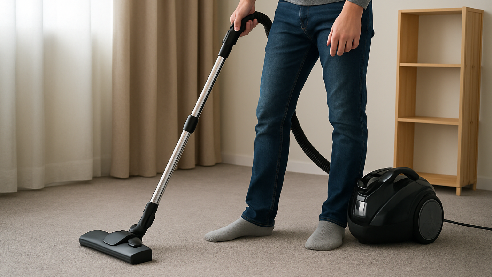 Persona aspirando. Foto referencial.