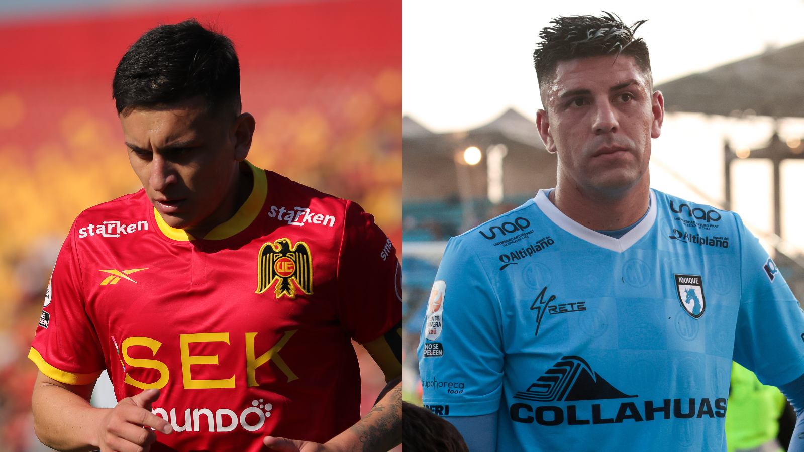 Pablo Aránguiz de Unión Española y Steffan Pino de Deportes Iquique