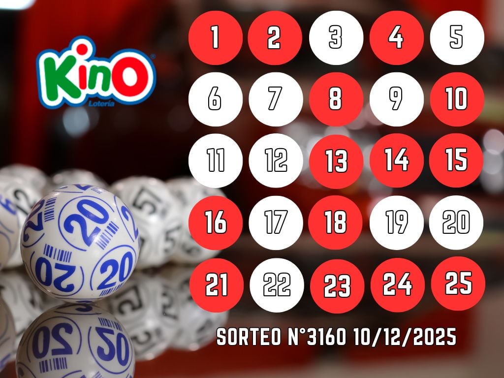 RESULTADOS KINO, SORTEO 3160 - MIÉRCOLES 10 DE DICIEMBRE 2025
