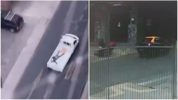 Motochorro saltó a camión tras detención ciudadana en Santiago