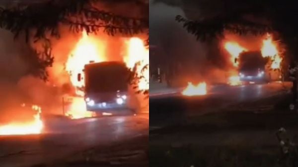 Queman bus en Quinta Normal