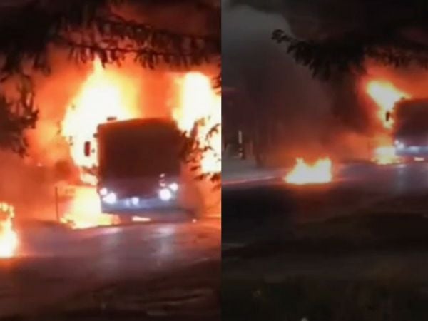 Queman bus en Quinta Normal