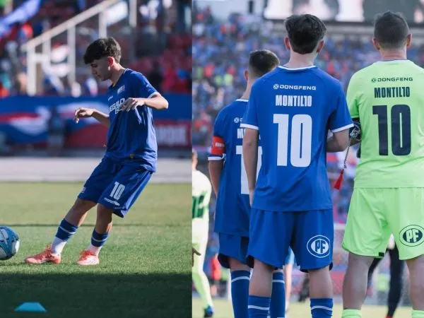 Valentín Montillo jugando en la despedida de su padre, Walter Montillo