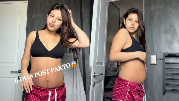 Ignacia Antonia a 6 días del nacimiento de su hija Amelia.