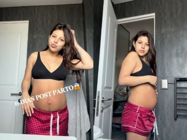 Ignacia Antonia a 6 días del nacimiento de su hija Amelia.