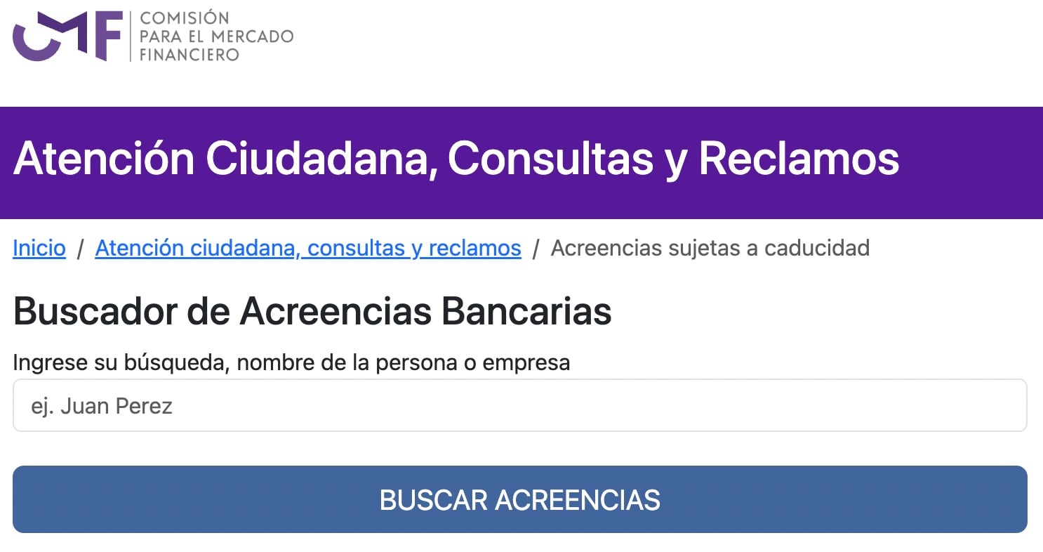 Buscador de Acreencias Bancarias