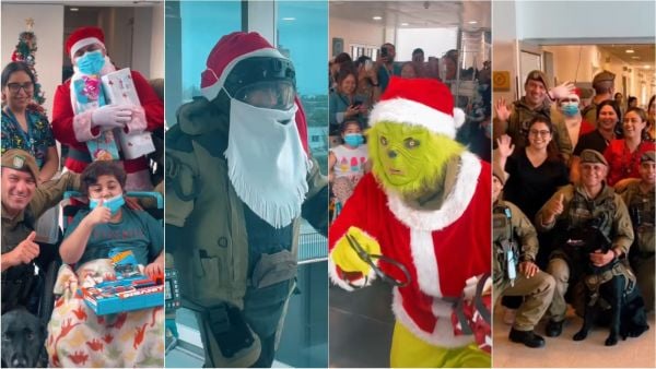 La visita del GOPE Carabineros a niños del Hospital El Carmen