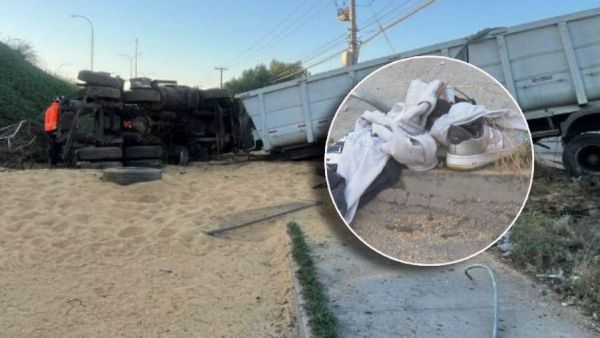 Chofer se desnuda tras desbarrancar camión en Autopista Central: estaría drogado