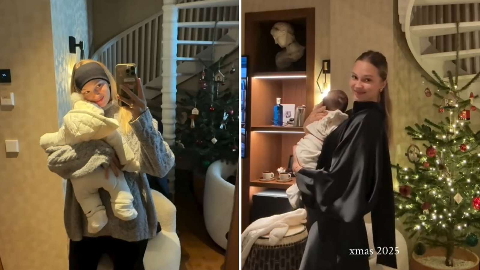 Alexandra Litvinova sosteniendo a su bebé