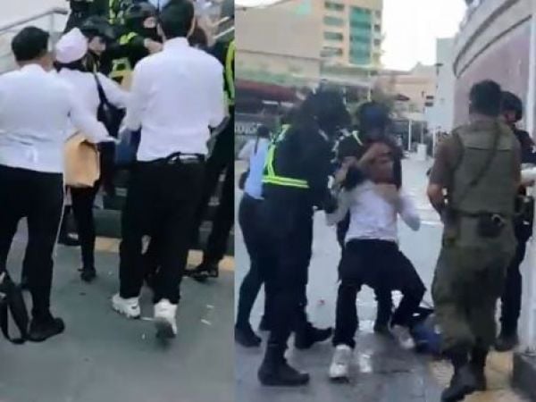 pelea guardias mall plaza norte incendio