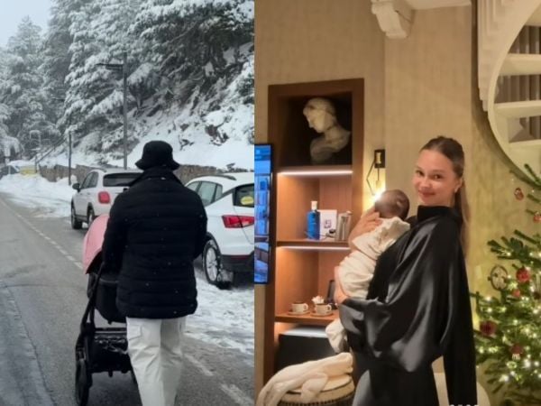Alexandra Litvinova publicó un video de su celebración navideña junto Alexis Sánchez y su bebe
