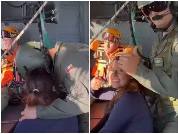 Mujer rescatada desde incendio San Carlos de Apoquindo