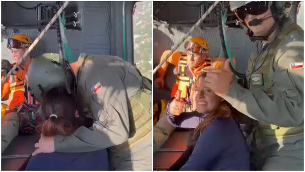 Mujer rescatada desde incendio San Carlos de Apoquindo