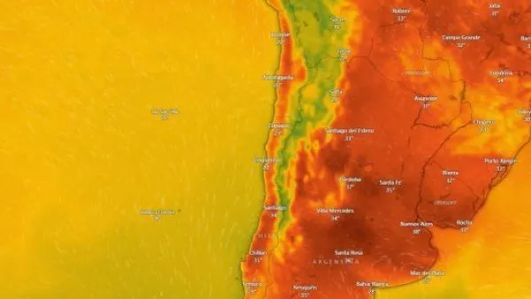 Alta temperatura en la zona central
