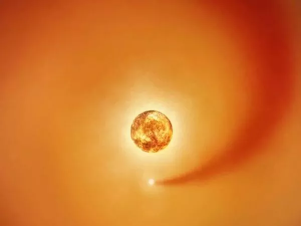Ilustración de Betelgeuse y su sol acompañante, Siwarha.