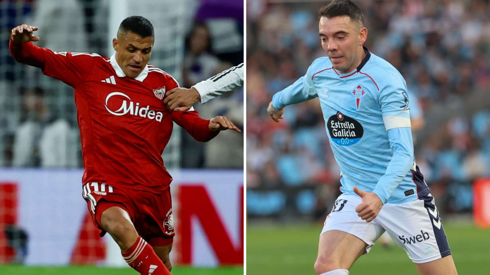 Alexis Sánchez jugando por el Sevilla y Iago Aspas jugando por el Celta de Vigo