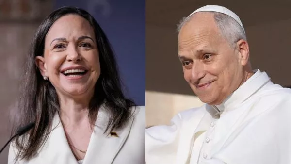 María Corina Machado y papa León XIV