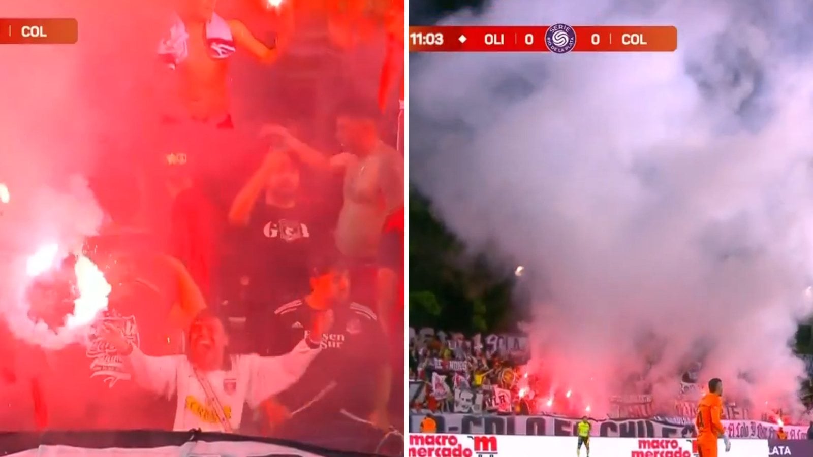 HInchas de Colo Colo protagonizando incidentes en Uruguay