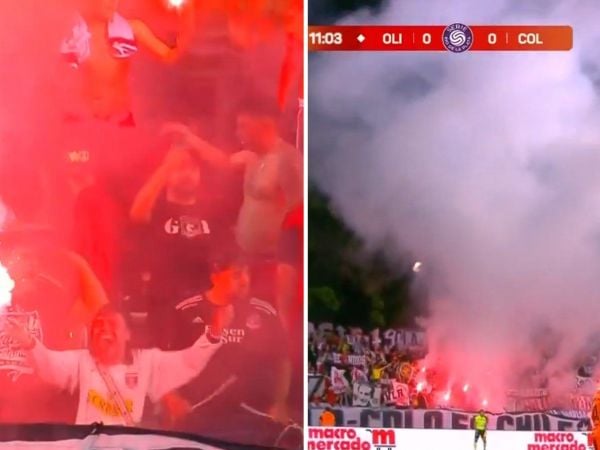 HInchas de Colo Colo protagonizando incidentes en Uruguay