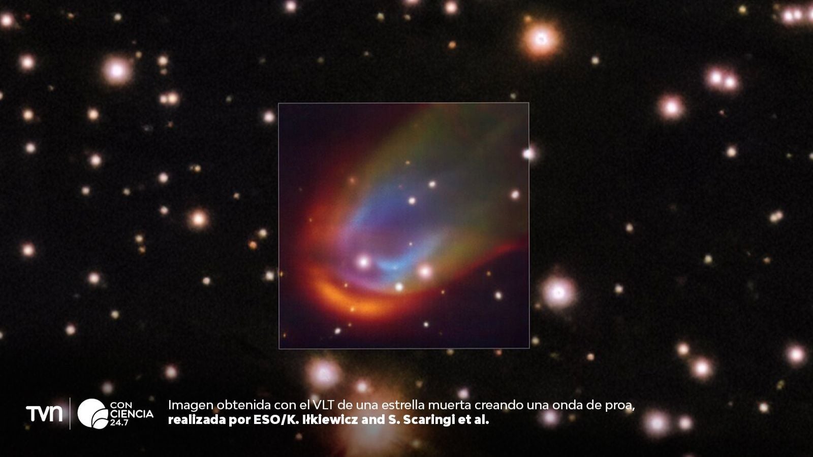 Detectan misteriosa onda de choque alrededor de una estrella muerta.