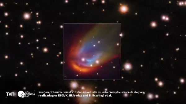 Detectan misteriosa onda de choque alrededor de una estrella muerta.