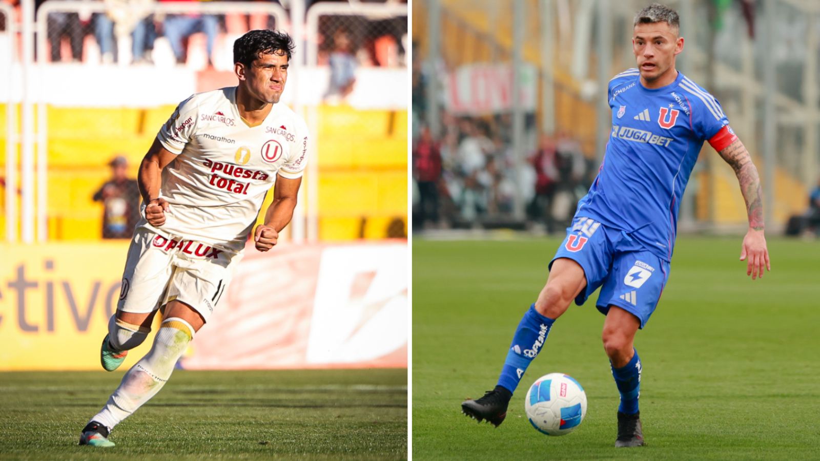 Jugador de Universitario de Perú y Charles Aránguiz de la Universidad de Chile