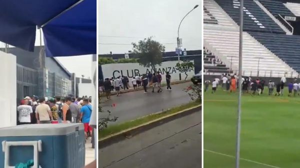 Hinchas ingresando al estadio de Alianza Lima a increpar al plantel tras denuncia por abuso sexual