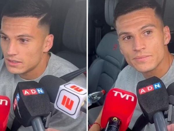 Lucas Cepeda dialogando con los medios a la salida del Estadio Monumental