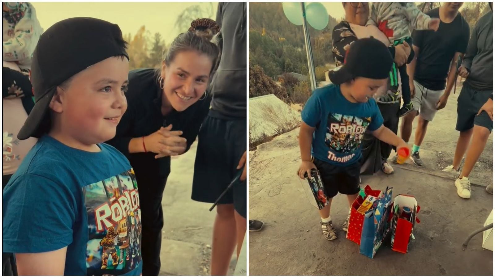 Niño celebra su cumpleaños en medio de incendios forestales