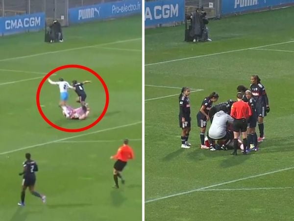 Momento de la lesión de Christiane Endler jugando por el Olympique de Lyon