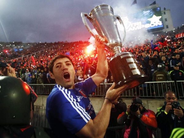 José 'Pepe' Rojas celebrando el tricampeonato con la Universidad de Chile en 2012