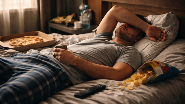 Persona acostada. Creada con inteligencia artificial.