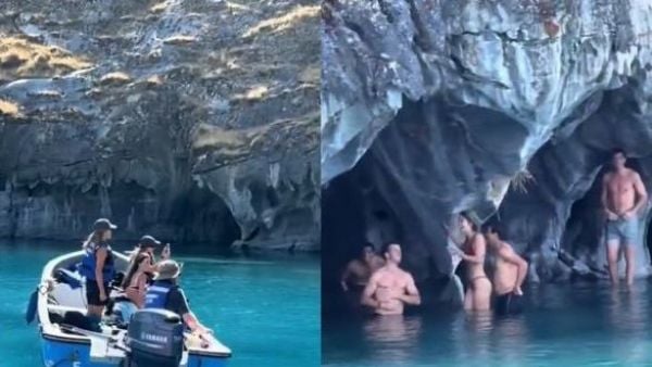Turistas se bañaron junto a las Catedrales de Mármol