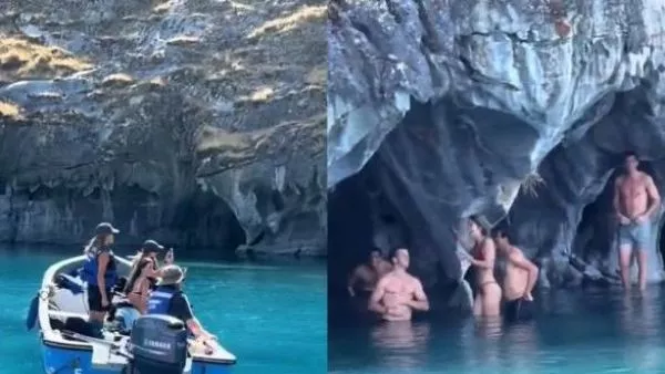 Turistas se bañaron junto a las Catedrales de Mármol