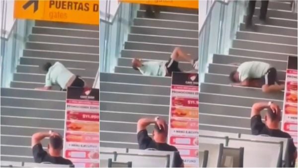 VIDEO | Simuló insólita caída para evitar detención en aeropuerto de Antofagasta