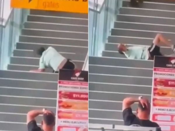 VIDEO | Simuló insólita caída para evitar detención en aeropuerto de Antofagasta