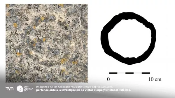 Grabado rupestre en roca de arenisca registrado en Sierra Baguales, Región de Magallanes.