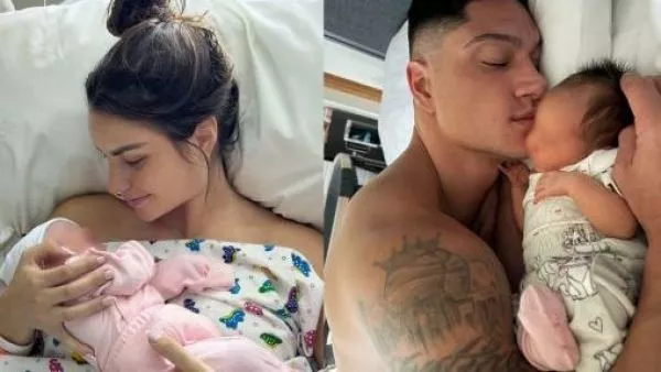 Emilia Dides y Sammis Reyes con su hija