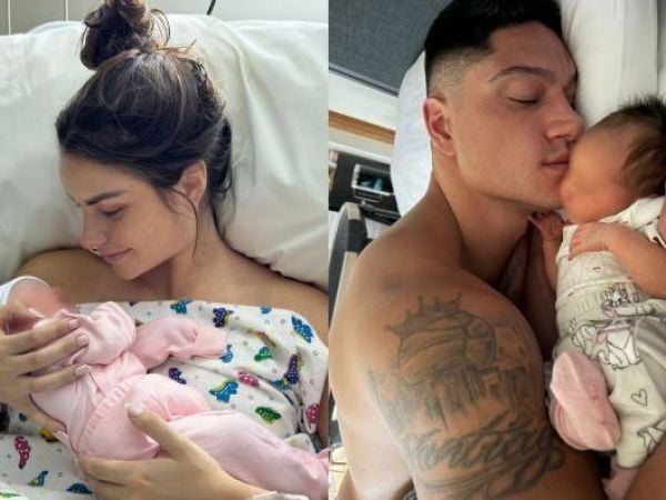 Emilia Dides y Sammis Reyes con su hija