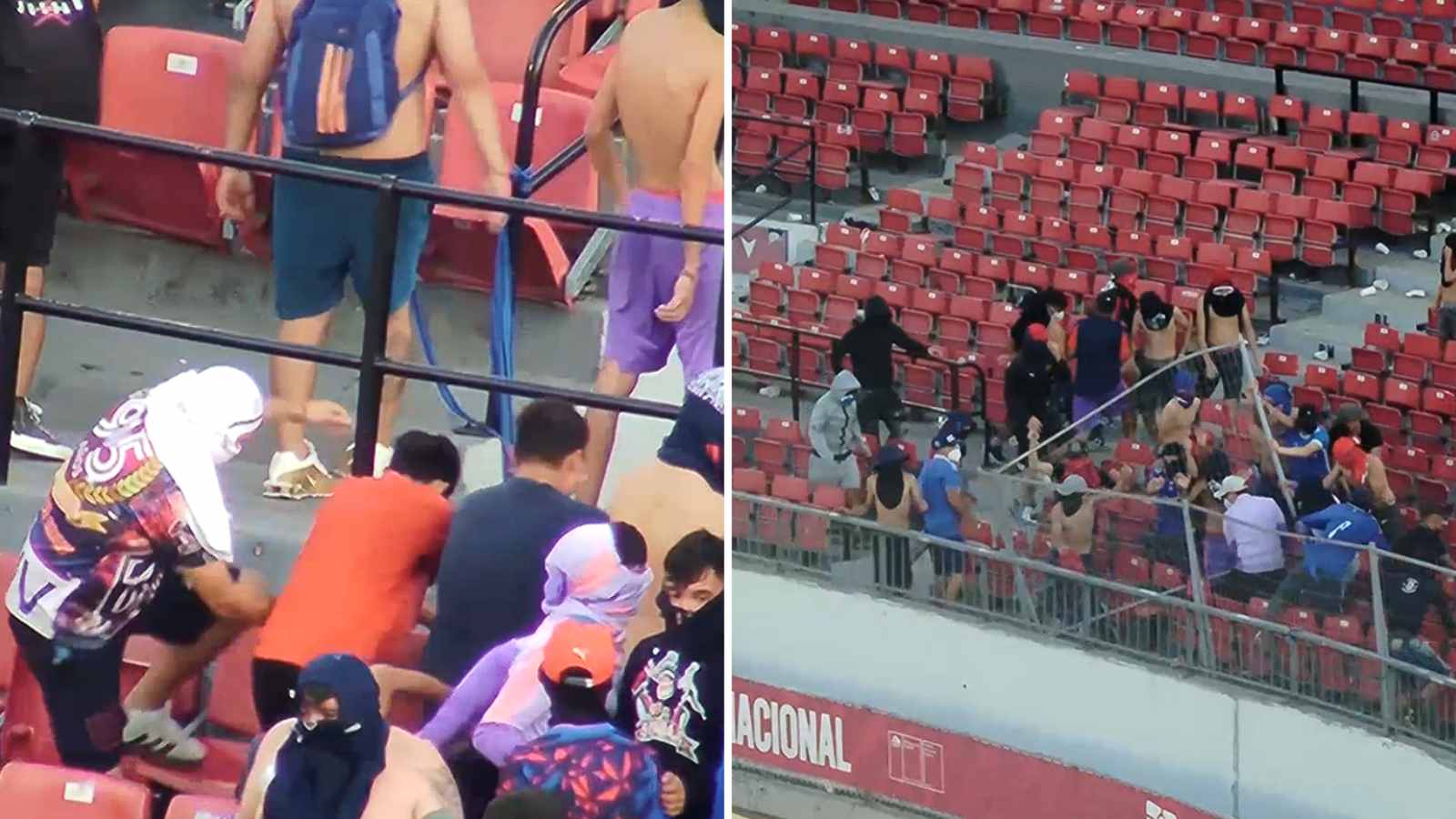 Sujetos que protagonizaron incidentes en el partido de la Universidad de Chile vs. Audax Italiano en el Estadio Nacional